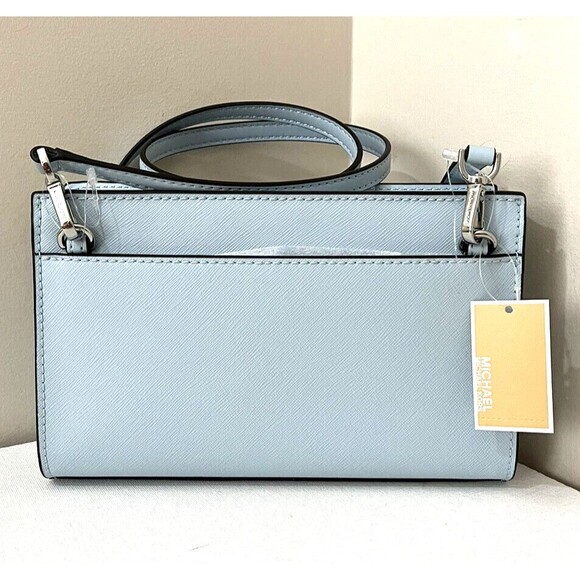 New Michael Kors Sheila Small Vegan Non-Leather Crossbody Bag Vista Blue - Picture 5 of 9